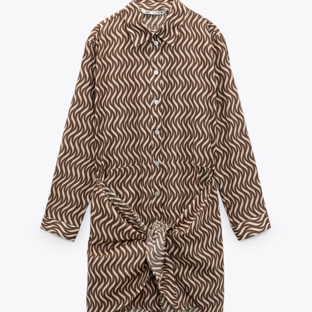 ZARA PRINT DRESS WITH KNOT NWT